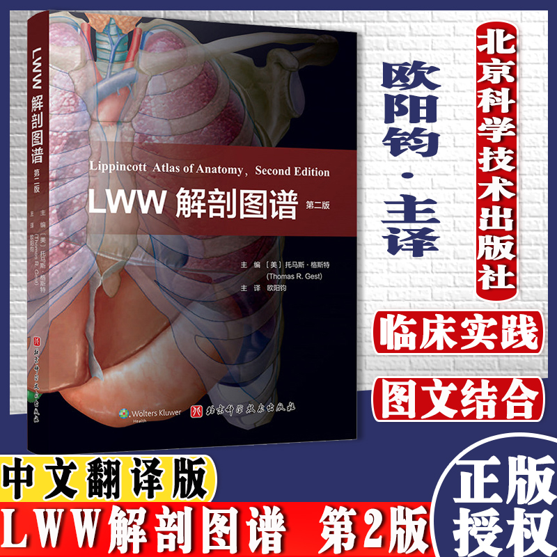 LWW解剖图谱 第2版 丰富了头部五官和颅内解剖的内容 电脑绘图精细展现深浅层关系 北京科学技术出版社 9787571412081