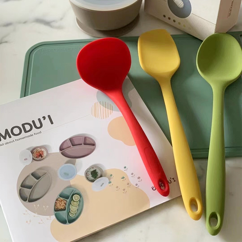 韩国modui铂金硅胶宝宝辅食工具厨房用品铲子多功能勺硅胶汤勺子