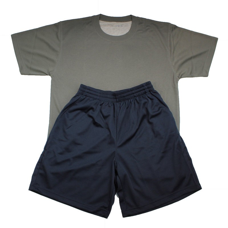 体能训练服灰绿套装 夏季男女短裤作训服圆领速干运动短袖T恤