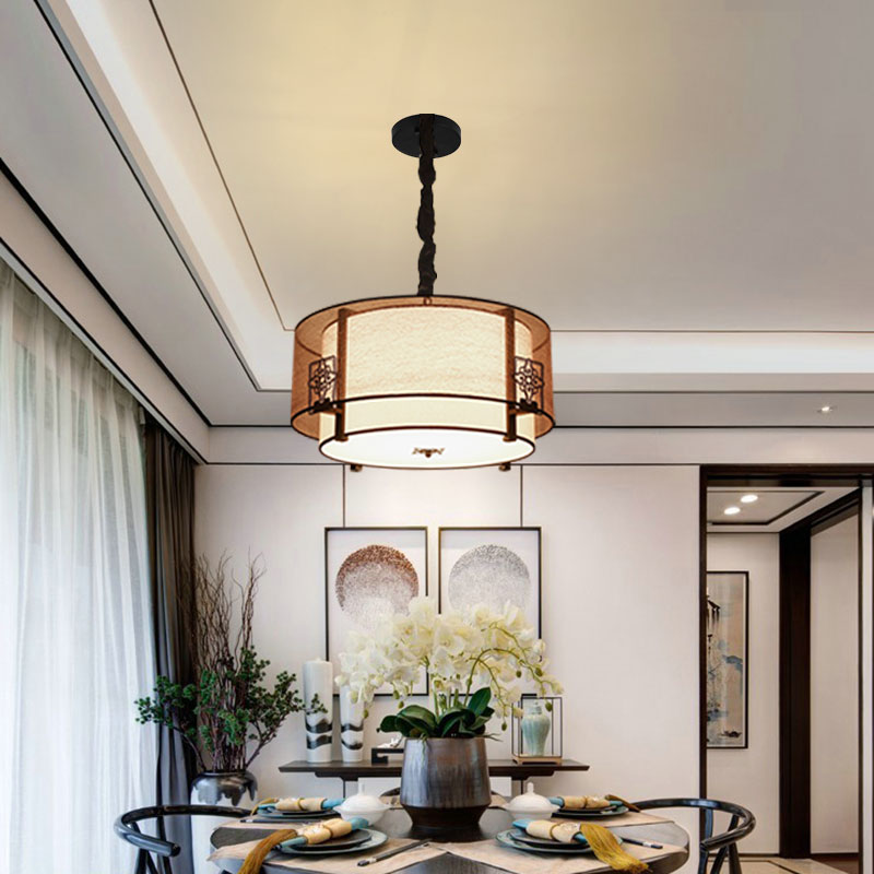 现代新中式吊灯餐厅中国风复古茶室书房灯吸吊两用型卧室客厅灯具