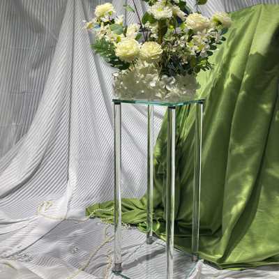 新款婚庆道具透明方柱水晶几何路引花架子桌摆橱窗布置装饰道具k.