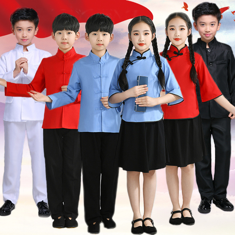 六一儿童民国学生装中国风朗诵合唱演出服男女童中山装五四青年装
