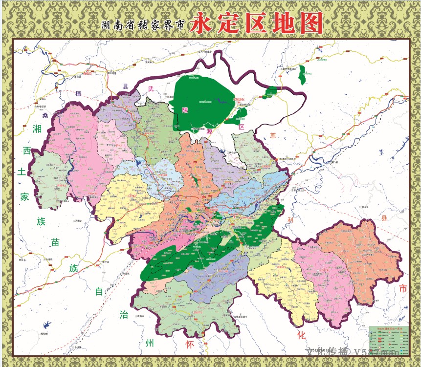 2022年定制湖南张家界市永定区行政交通旅游乡镇村落分布地图