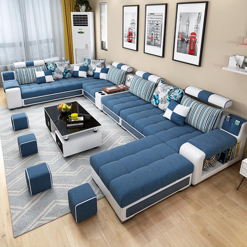 布艺沙发茶几电视柜大小户型客厅家具整装组合乳胶科技布现代简约