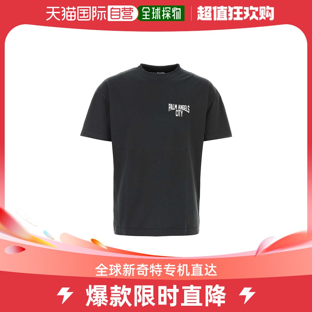 香港直邮潮奢 Palm Angels 棕榈天使 男士煤炭黑棉质T恤