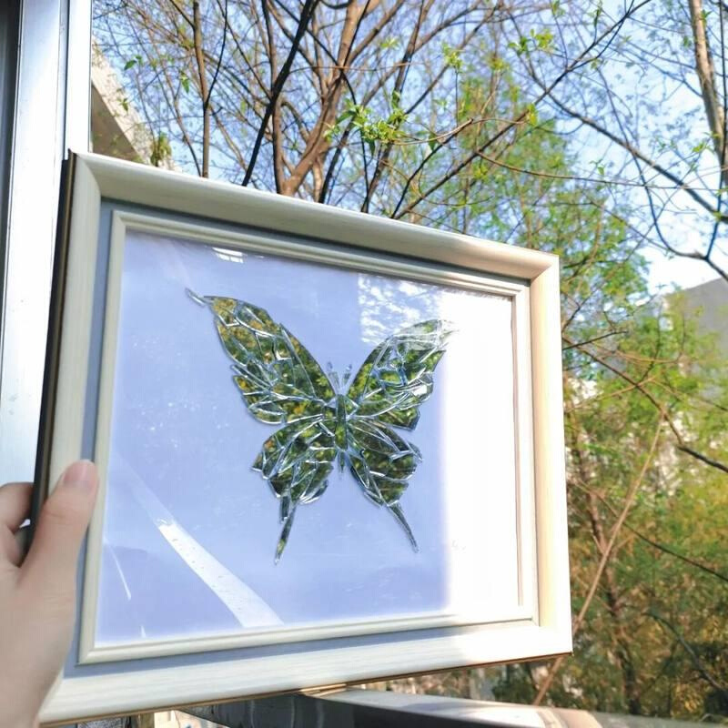 的diy镜片材料碎蝴蝶手工摆件镜子自己破碎动手玻璃蝴蝶包画相框
