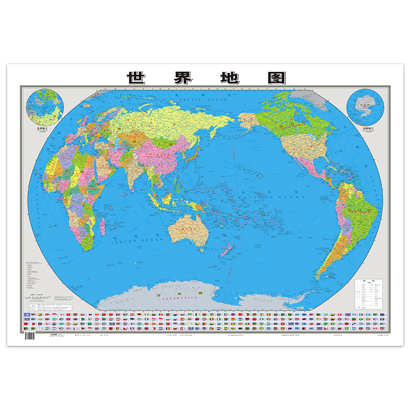 【高清版】世界地图贴图106*76cm办公室商务会议学生家用 双面覆膜防水无拼接 世界超大政区地图