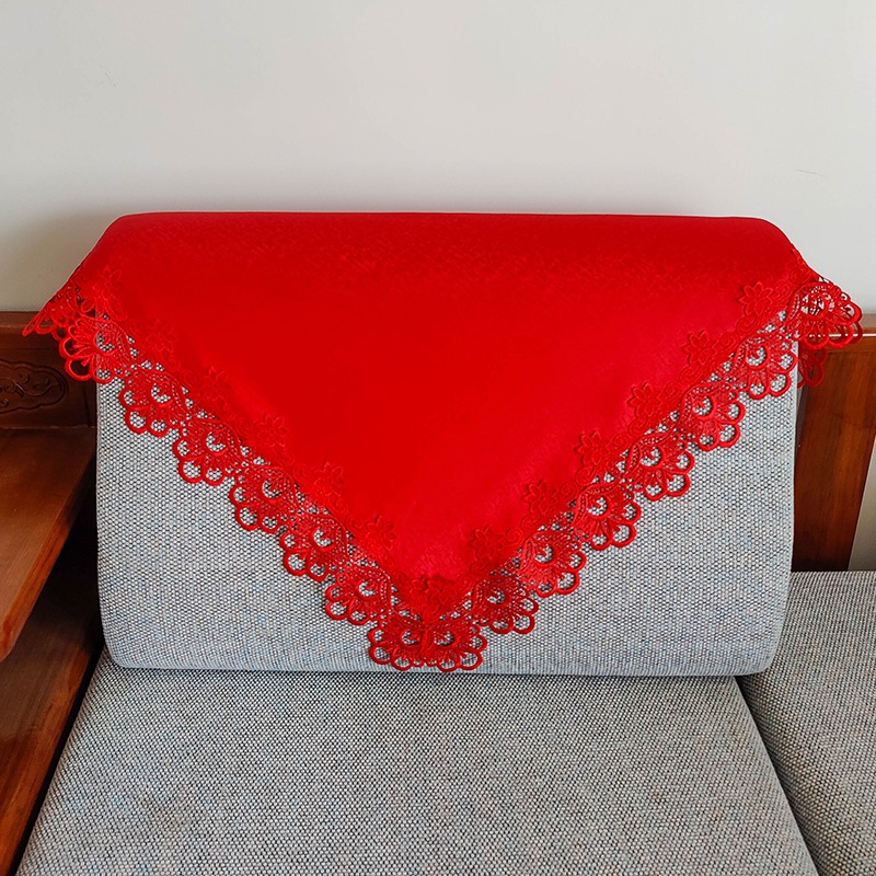 大红色喜庆组合沙发巾结婚万能盖巾通用型靠背巾防尘罩布艺扶手巾