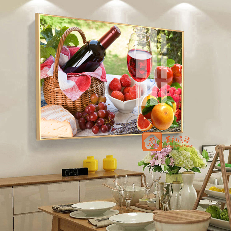 餐厅饭厅厨房挂画墙画现代简约水果花卉装饰画有框画壁画单幅包邮