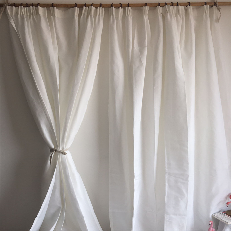 特价清仓 外贸窗帘成品麻布白色窗帘纯色客厅卧室简约现代可定制
