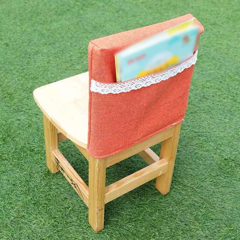 定做幼儿园椅子套布艺椅子书袋加花边纯色帆布图书袋收纳袋热销