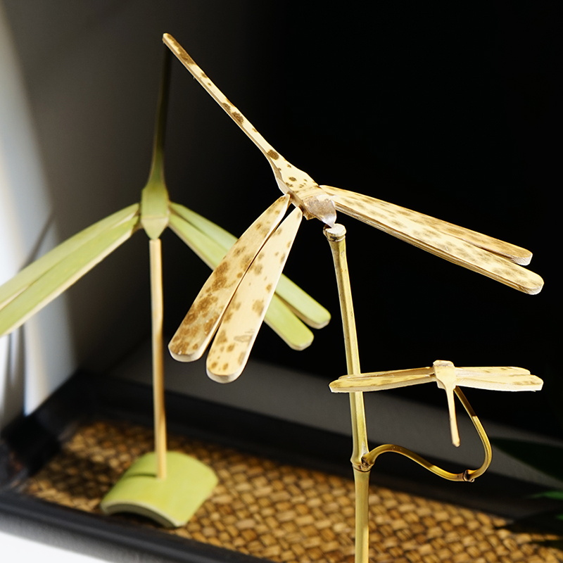 平衡竹蜻蜓小摆件文创中式国古风茶室禅意茶几桌面竹子装饰品创意