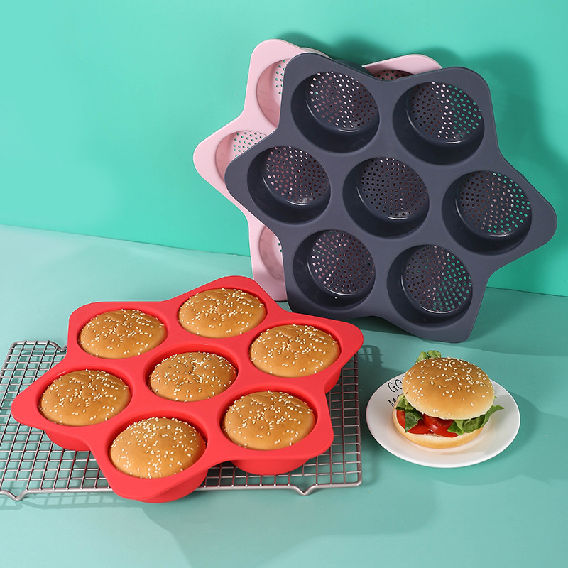 食品级硅胶模具工具烘焙圆形汉堡模耐高温面包蛋糕烤箱烤盘模具