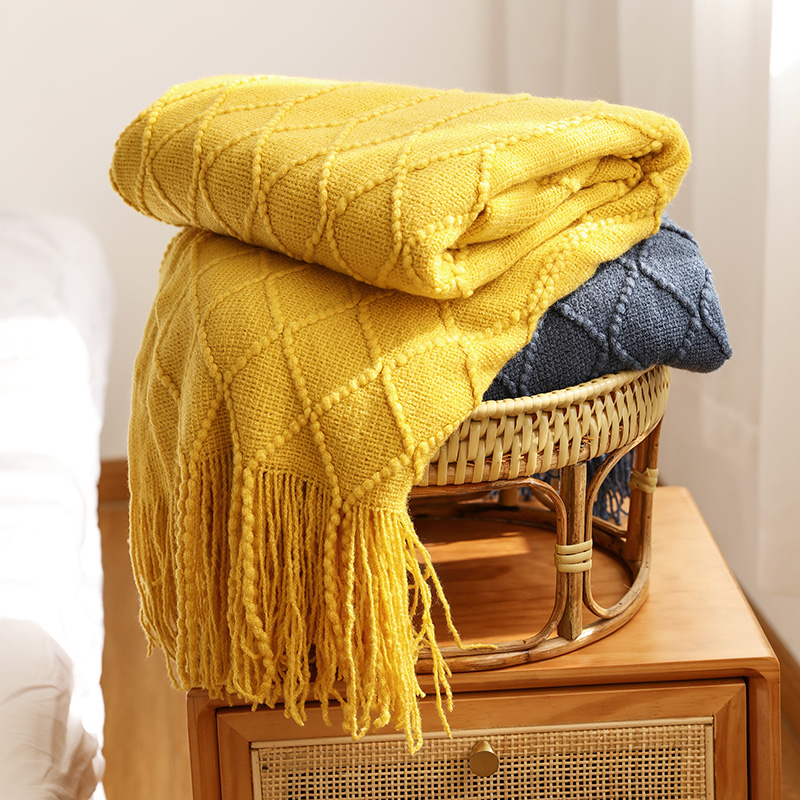 游梨名宿北欧纯色沙发垫沙发巾床尾巾毯盖毯针织毛毯空调毯小毯子