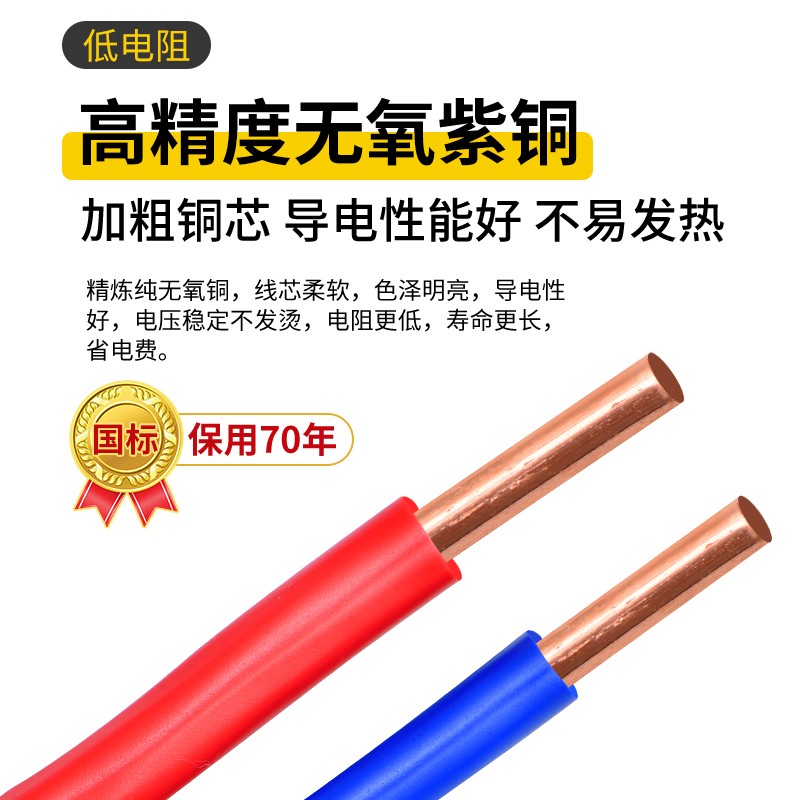 速发广东珠江电线电缆BV1.5/2.5/4/6平方单股纯铜芯国标硬线家装