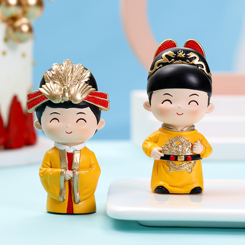 明朝小皇帝皇后古代人物摆件中国风手办模型故宫玩偶结婚娃娃公仔