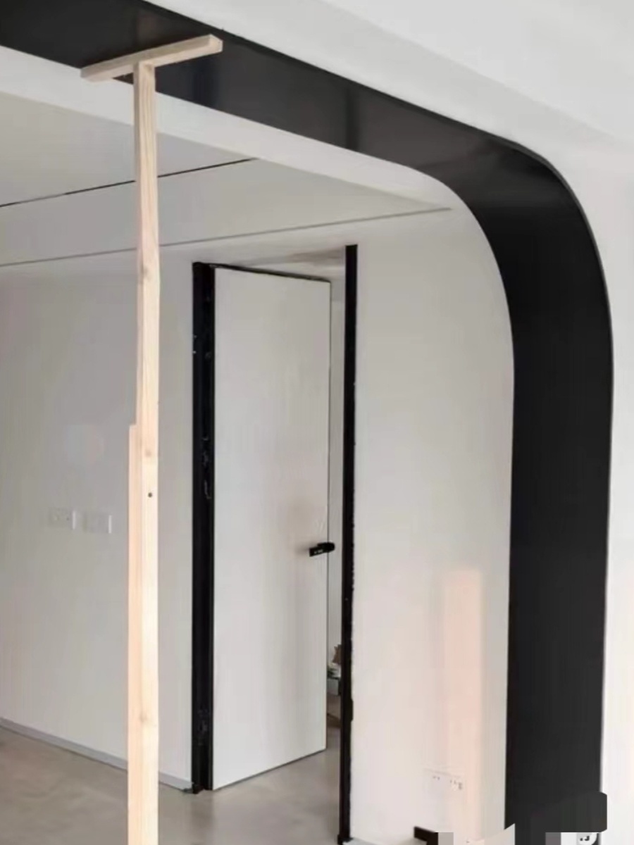 上海定制极窄不锈钢垭口窗套门套弧形磨砂黑不锈钢踢脚线电梯口