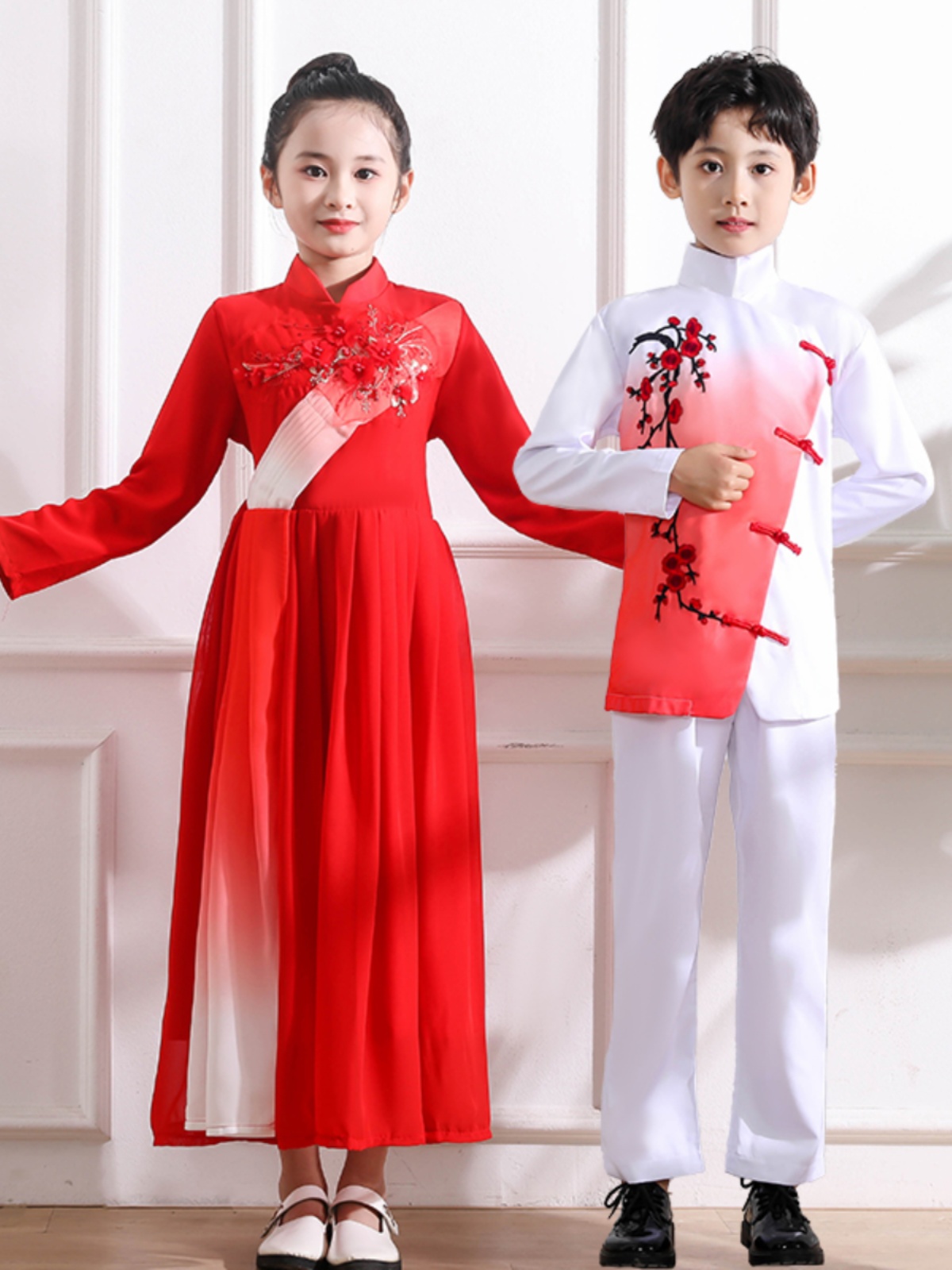 红歌儿童合唱服演出服装主持人演讲男女童诗歌朗诵中小学生表演服