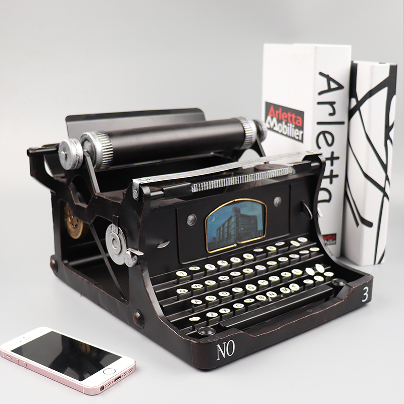 定制打字机模型纯手工铁艺酒吧书店橱窗怀旧老物件摆件摄影道具摆