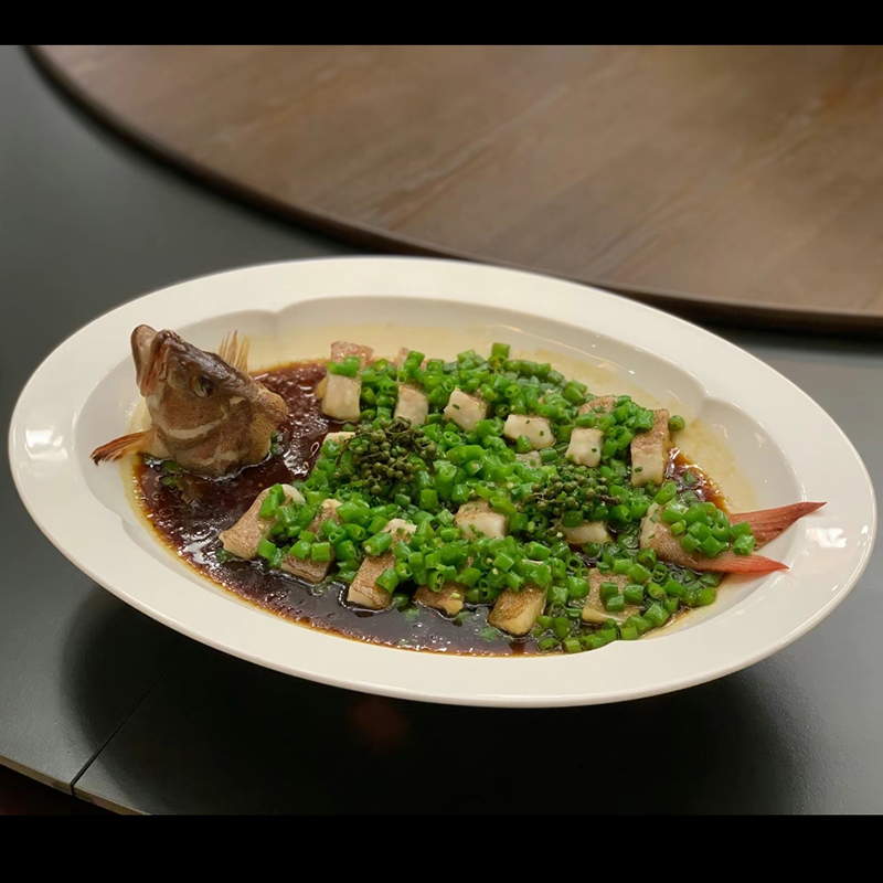 龙虾摆盘酒店餐厅专用中式椭圆形鱼盘意境菜创意冷菜盘凉菜盘陶瓷