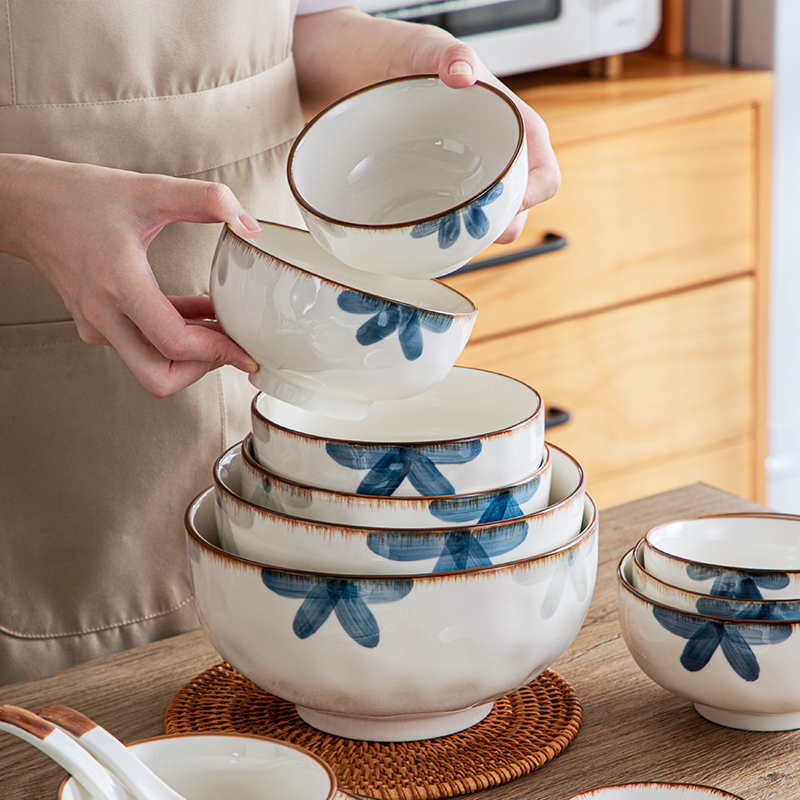 墨蓝碗碟套装家用日式碗筷2023乔迁餐具饭碗盘碟子陶瓷汤面碗组合