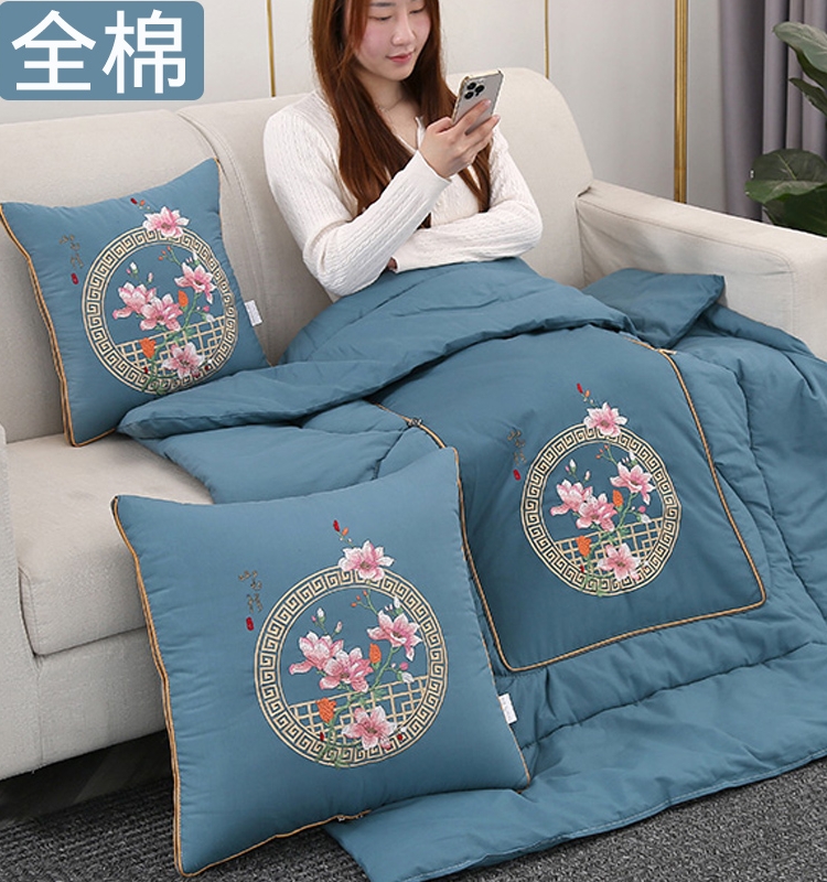 中国风全棉抱枕被子两用纯棉沙发午睡枕头二合一汽车上多功能靠垫