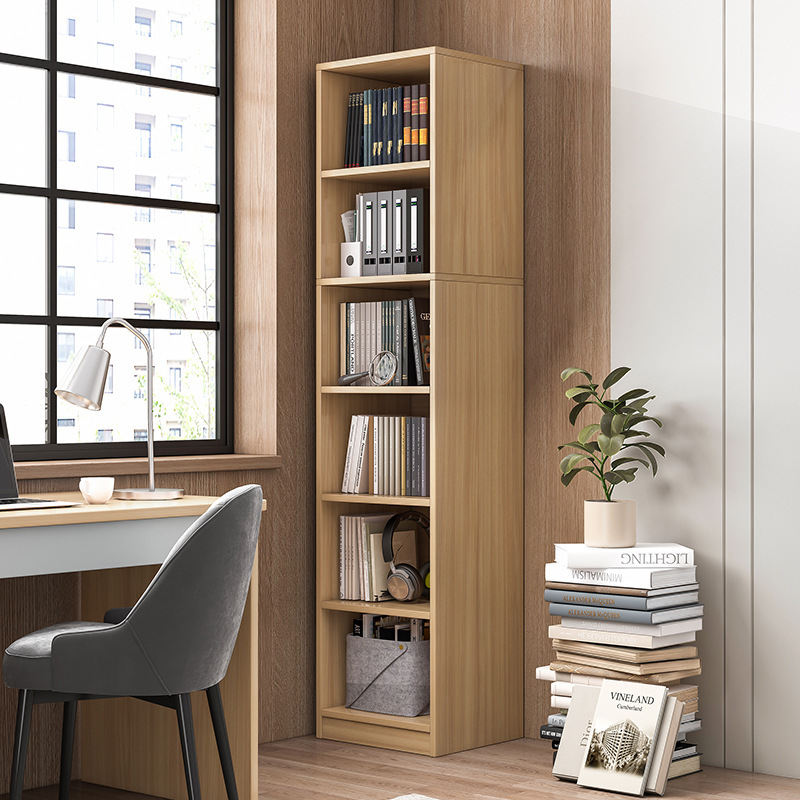 省空间书架落地实木色简易靠墙家用客厅置物架转角收纳柜窄缝书柜