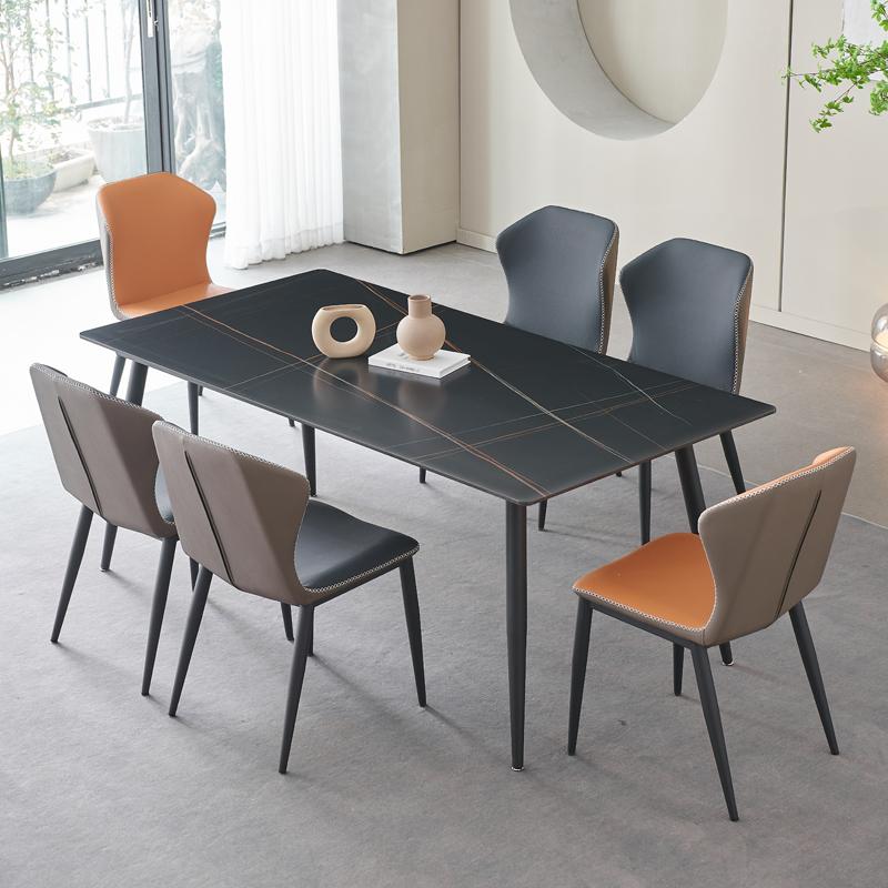 轻奢岩板餐桌现代简约饭桌子意式餐桌椅小户型组合高端长方形北欧