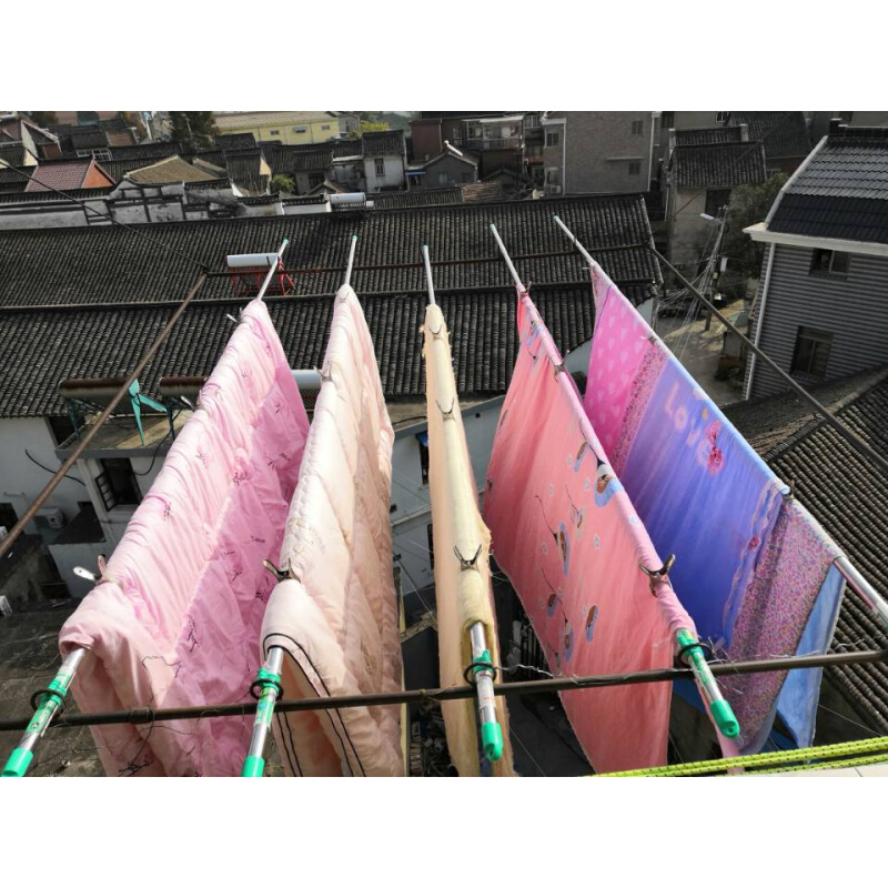 上海晾衣杆伸缩杆加厚晾衣杆阳台顶装挂衣晒室外凉衣杆一头伸缩杆