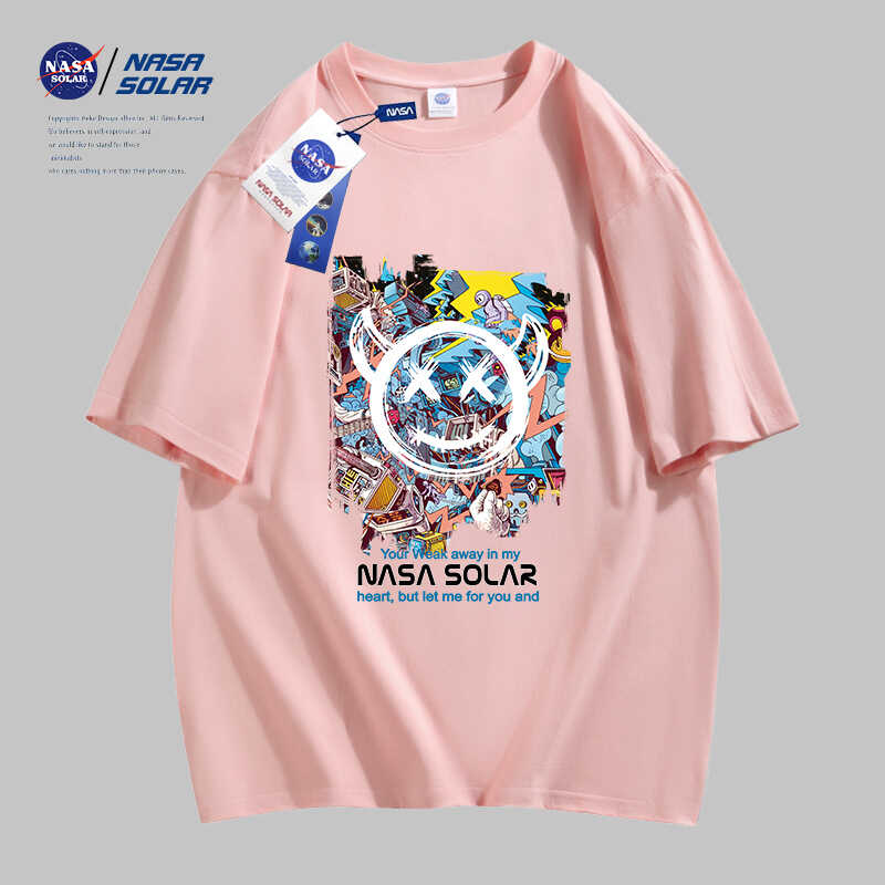 NASA联名款2024夏季潮流背包小熊纯棉短袖青少年宽松简约活力T恤