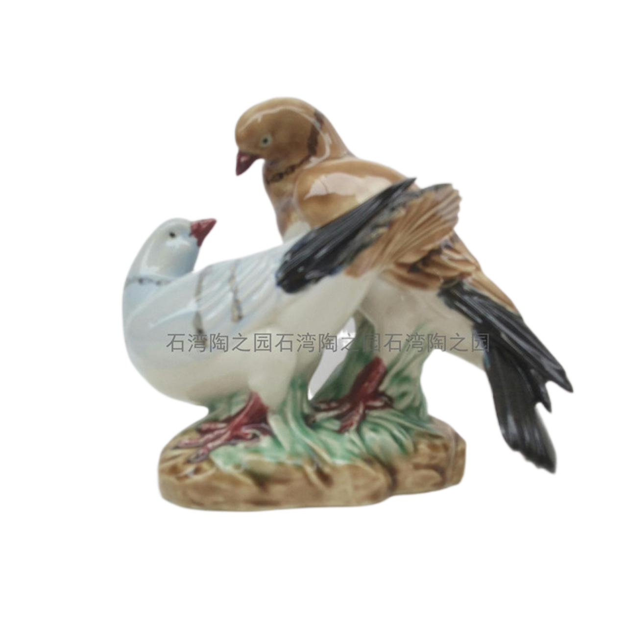 石湾陶瓷公仔家居装饰摆件客餐厅桌面动物礼品年代收藏和平鸽子