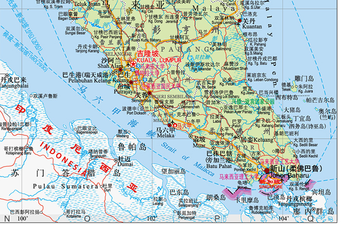 2022全新马来西亚地图 印度尼西亚 地图世界热点国家地图 中英文版 1.17x 0.86m印度尼西亚地图册机场高速公路交通旅游景点