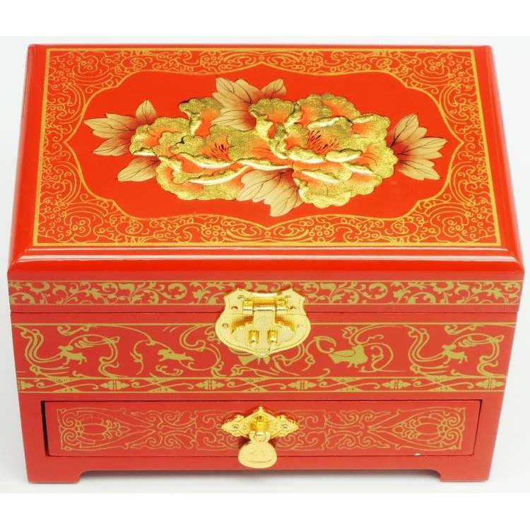 正品平遥推光漆器首饰盒中国风收纳木质实木古风结婚化妆盒礼物梳
