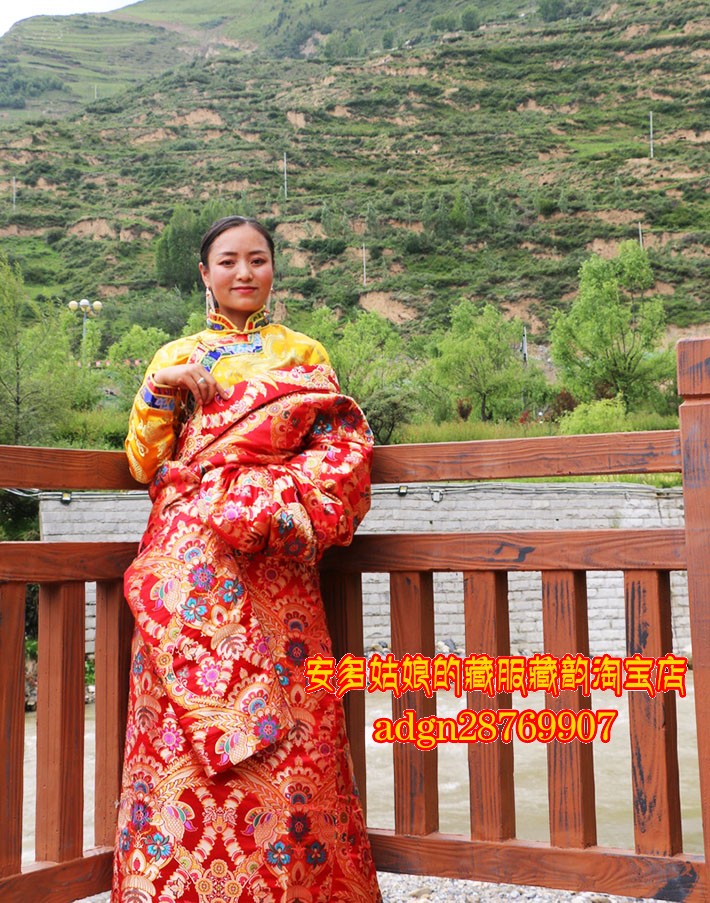 定制藏式婚庆艺术照演出经典女式红色薄款优雅套装藏袍