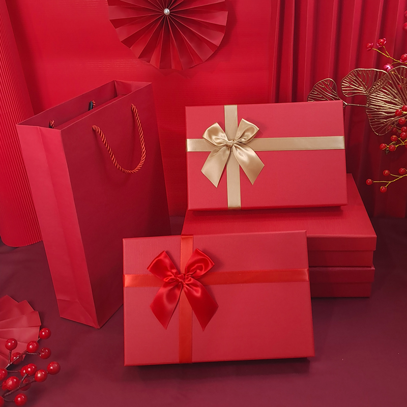 红色礼盒空盒子礼品盒高档装围巾睡衣高级感礼物盒结婚包装盒定制