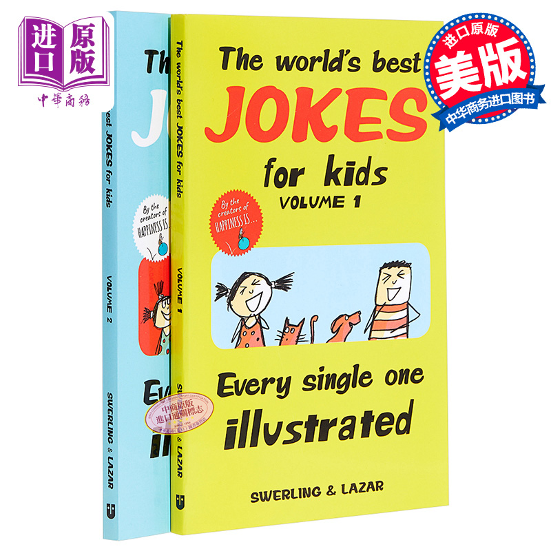很好笑的笑话1~2册 The Worlds Best Jokes for Kids 给孩子的笑话绘本 2册 幽默笑话 脑筋急转弯 英文原版 英语俚语学习 中?