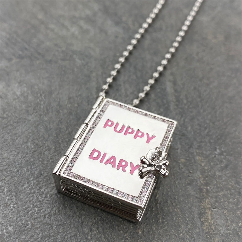 【小狗的秘密】小狗日记·可以打开的盒子项链创意童趣吊坠锁骨链