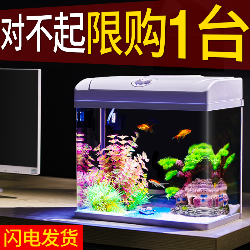 鱼缸客厅小型迷你桌面家用水族箱新款免换水生态小鱼缸玻璃金鱼缸
