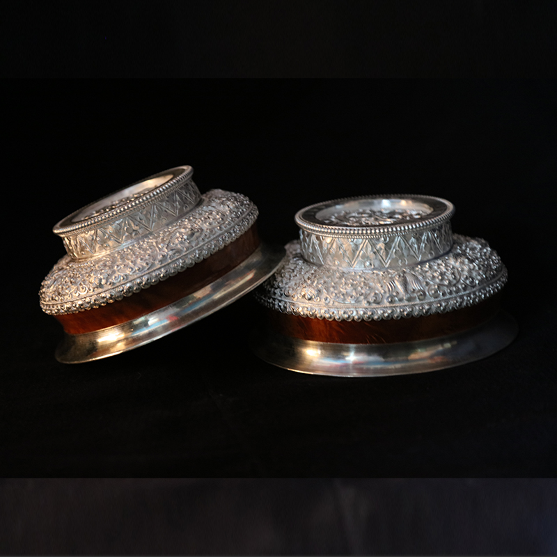 藏族特色手工打造西藏非物质文化遗产羊卓工艺藏式精致家用银茶碗