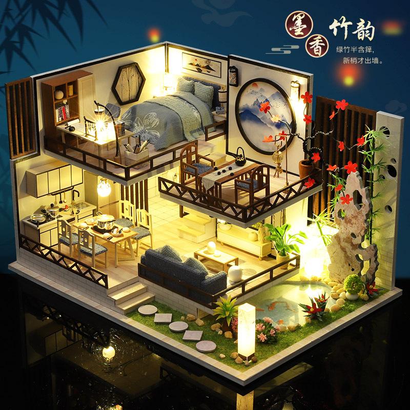 diy小屋手工礼物模型拼装建筑制作生日创意房子风玩具中国小古风