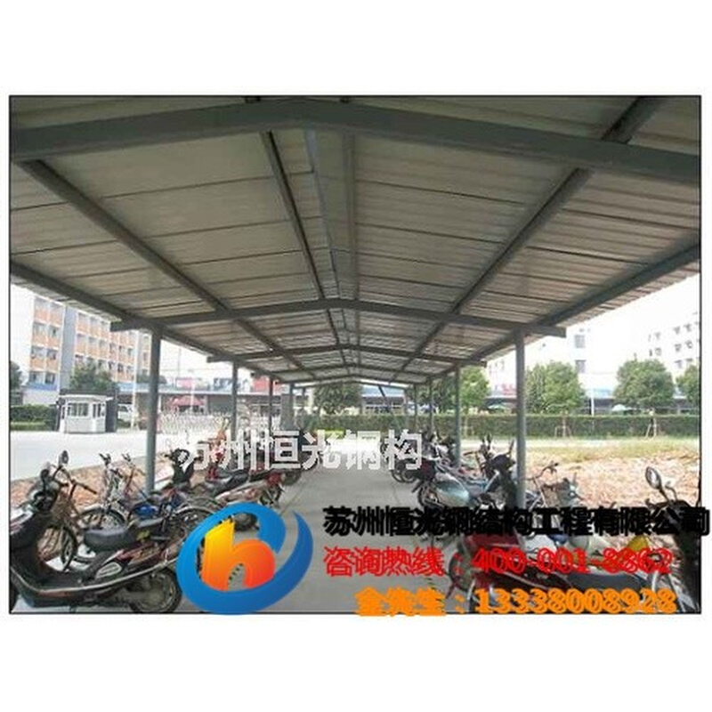 苏州钢结构厂房天沟框架结构自行车棚骨架