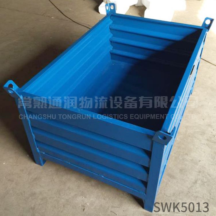 苏州喷塑铁板料箱金属零件桶钢制存储箱可定制堆垛式铁皮周转箱
