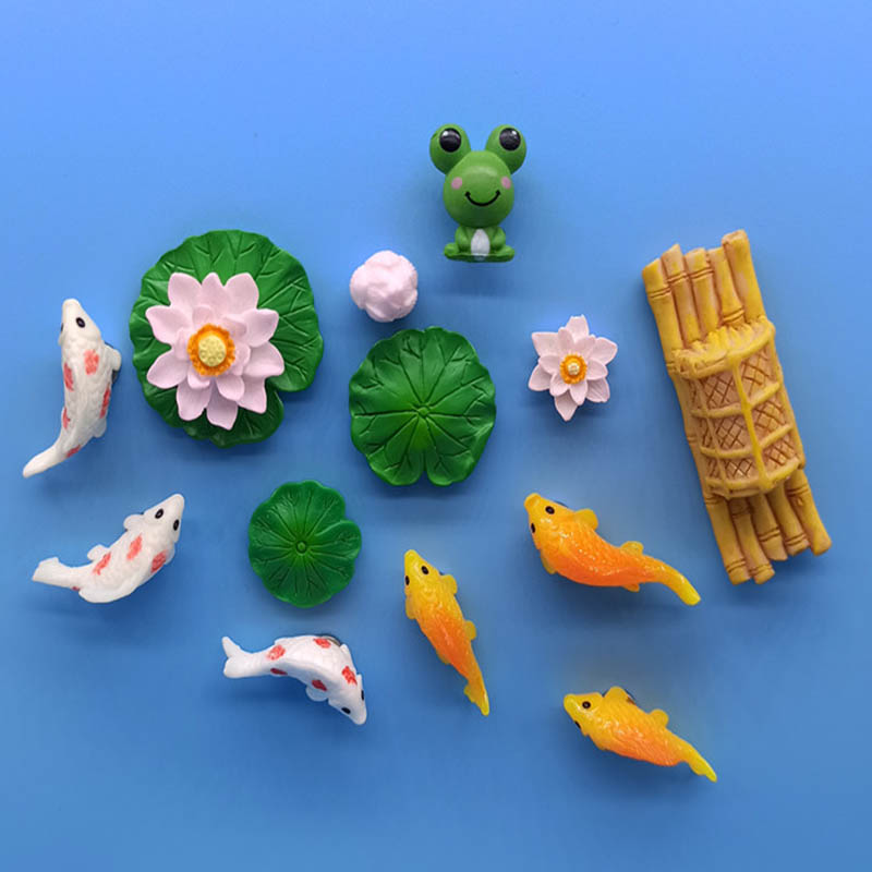 中国风荷塘景色青蛙荷叶荷花冰箱贴磁铁磁贴3d立体鲤鱼动物装饰品
