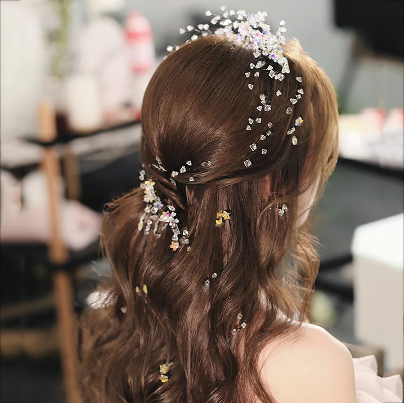 新娘森系高级感彩色水晶串珠发箍耳环套装结婚纱礼服跟妆造型配饰