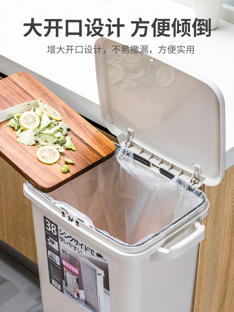 直销特惠分类双层垃圾桶带盖可移动厨房用干湿分离日式大号垃圾筒