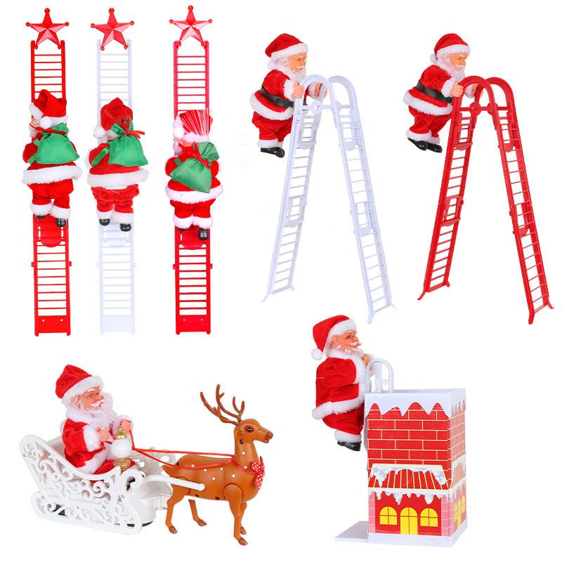 港之恋创意电动爬梯圣诞老人公仔玩具圣诞节礼物商场节日装饰用品