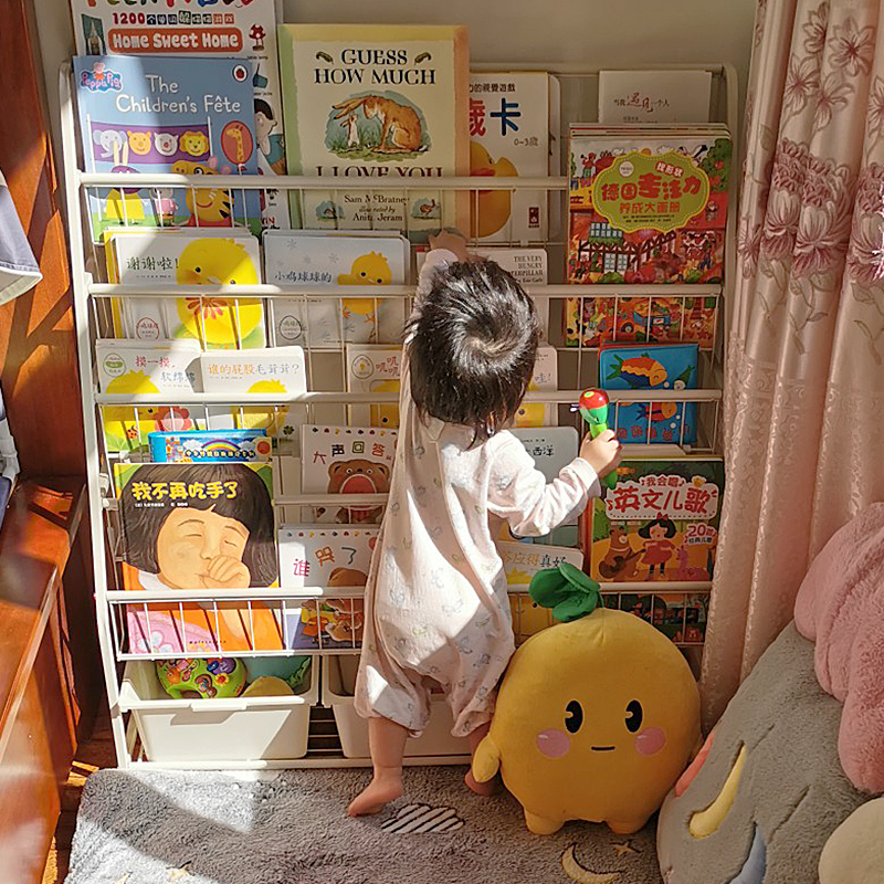儿童书架宝宝绘本收纳架玩具落地收纳柜家用幼儿园整理图书架子