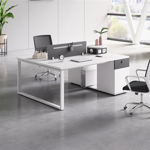 万爵职员办公桌椅组合白色简约现代4人位6员工电脑桌隔断屏风桌子