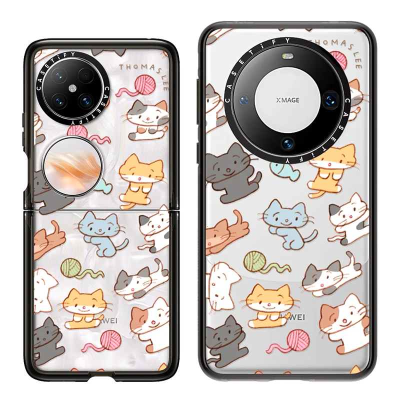 现货CASETiFY猫猫的玩具适用华为Pocket 2折叠手机壳mate60 pro保护套pro+插画艺术家可爱童趣全包防摔保护套