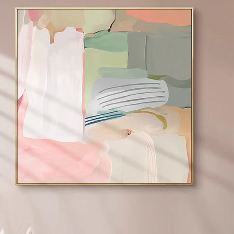 北欧粉色抽象玄关装饰画莫兰迪简约艺术客厅卧室挂画